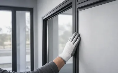 Drzwi tarasowe HS w ciepłym aluminium z widokiem na ogród